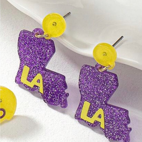 LSU Louisiana State University Earrings Studs 3 Pairs - - Purple and Gold - Picture 3 of 4